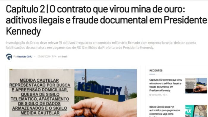 Capítulo 2 da série “República dos Royalties” expõe licitações milionárias sob suspeita em Presidente Kennedy