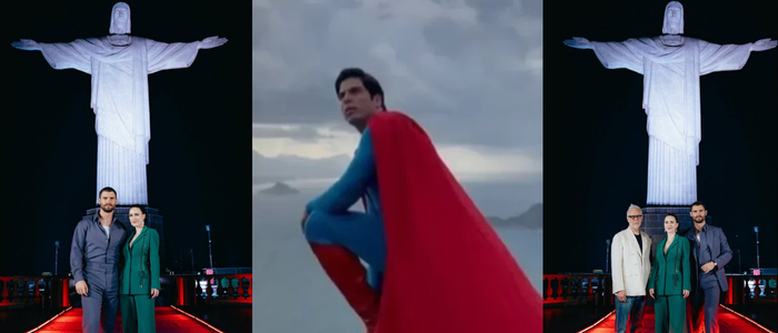 Elenco de 'Superman' visita o Cristo Redentor no Rio. James Gunn, David Corenswet e Rachel Brosnahan gravam vídeo para os fãs brasileiros. Filme estreia em 10 de julho.