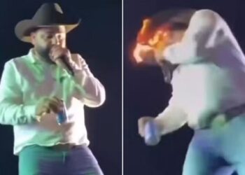Cantor sertanejo Léo é atingido por chamas no palco e queima o rosto