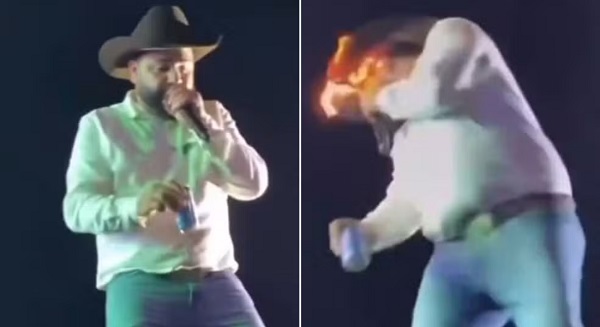 Cantor sertanejo Léo é atingido por chamas no palco e queima o rosto