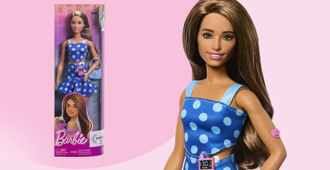 Mattel apresenta nova Barbie diabética com monitor de glicose e bomba de insulina. A iniciativa promove inclusão, representatividade e conscientização sobre o diabetes tipo 1.