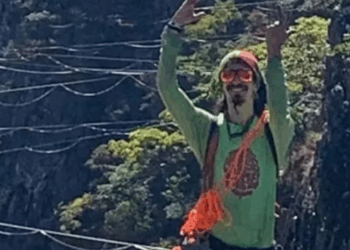 Chapada dos Veadeiros, highline, acidente esportivo, morte em cachoeira, Alto Paraíso de Goiás, Gustavo Guimarães, esportes radicais, Corpo de Bombeiros, resgate, tragédia