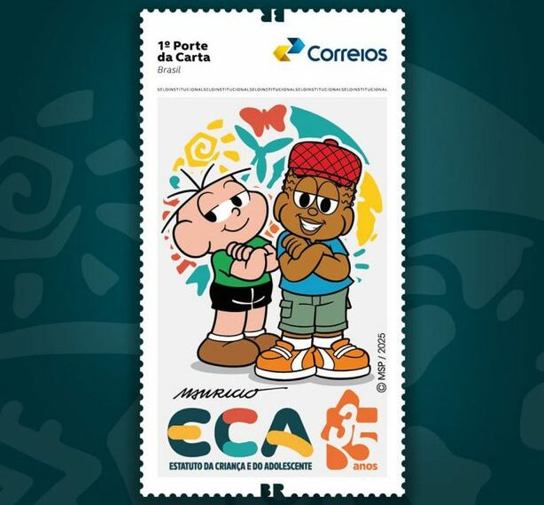Correios lançam selos em comemoração aos 35 anos do ECA com personagens da Turma da Mônica, em parceria com Instituto Mauricio de Sousa, destacando direitos e inclusão.