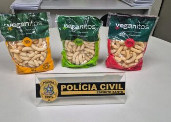 Operação conjunta da Polícia Civil e Procon-ES apreende 750 biscoitos com rotulagem falsa em Vitória e Vila Velha. Produto vendido como saudável tinha alto teor de sódio.