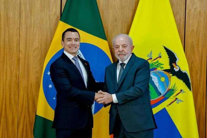 Lula e Noboa reforçam cooperação entre Brasil e Equador em segurança pública, combate ao crime organizado, comércio bilateral e transição energética durante encontro em Brasília.