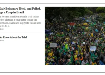 Principais jornais internacionais repercutem o julgamento de Jair Bolsonaro e aliados por tentativa de golpe de Estado, destacando a inédita responsabilização de militares e políticos no Brasil.