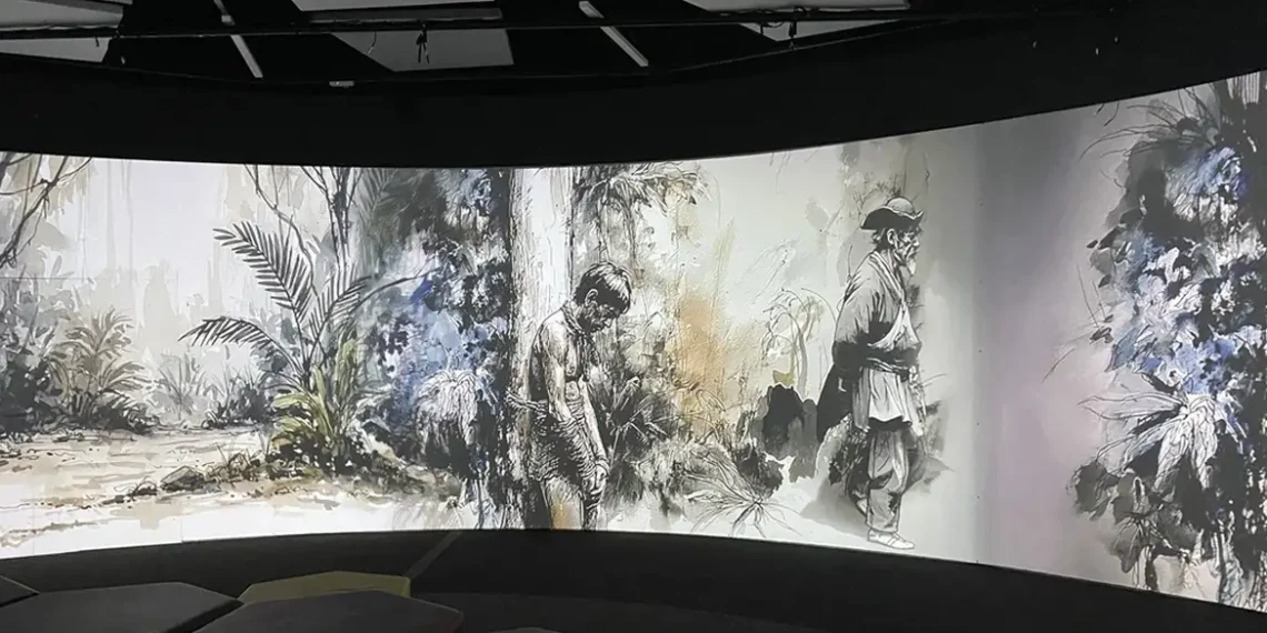 A exposição “Amazônia Imersiva: narrativas indígenas” está aberta até 11 de novembro na PUCPR. Gratuita, a mostra sensorial apresenta a cultura do povo Mura com projeções 360º, sons e cheiros da floresta.