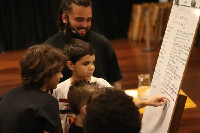 Projeto Poéticas na Escola – Slam chega à Escola Municipal Emilinha Borba, em Santa Cruz, com oficinas que estimulam leitura, escrita e expressão poética entre jovens.