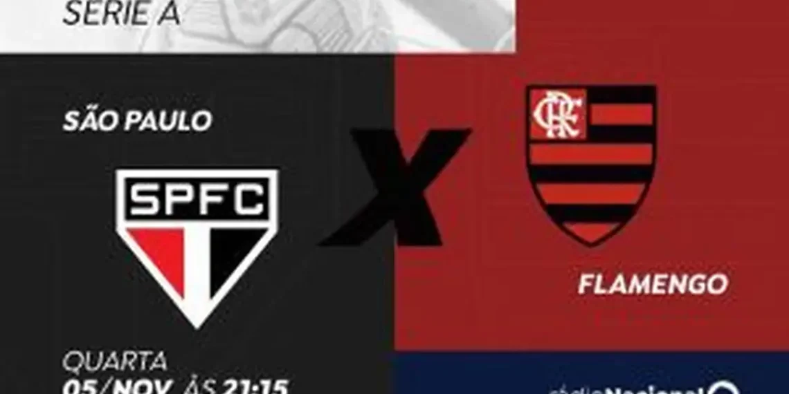 A Rádio Nacional transmite ao vivo, nesta quarta-feira (5), o duelo entre São Paulo e Flamengo pela 32ª rodada do Brasileirão. O jogo começa às 21h30, com cobertura completa, análises e comentários da equipe esportiva da emissora.
