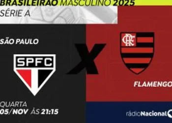 A Rádio Nacional transmite ao vivo, nesta quarta-feira (5), o duelo entre São Paulo e Flamengo pela 32ª rodada do Brasileirão. O jogo começa às 21h30, com cobertura completa, análises e comentários da equipe esportiva da emissora.