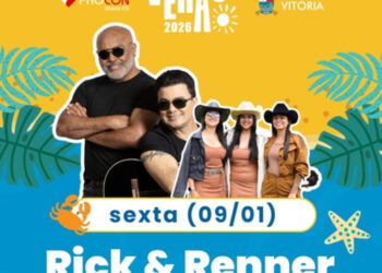 Prefeitura de Vitória anuncia atrações do segundo fim de semana da Arena de Verão 2026, com shows de Modão das Patroas, Rick & Renner, Pele Morena, Suel, Maru e Silfarley.