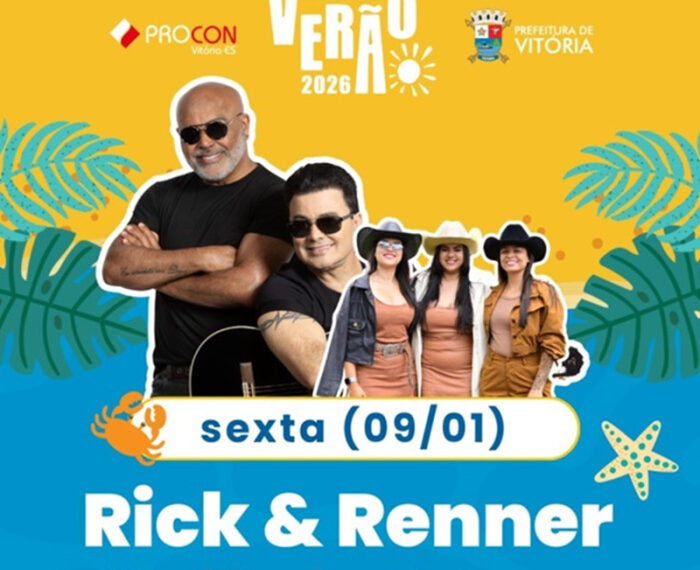 Prefeitura de Vitória anuncia atrações do segundo fim de semana da Arena de Verão 2026, com shows de Modão das Patroas, Rick & Renner, Pele Morena, Suel, Maru e Silfarley.