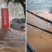 Moradores registraram trechos do centro da cidade intransitáveis para veículos e pedestres durante o alagamento causado pela chuva intensa.