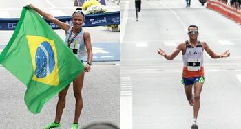 Atletas do Exército Brasileiro sobem ao pódio da 100ª São Silvestre. Núbia Oliveira e Fábio Jesus conquistaram o terceiro lugar nas categorias feminina e masculina.
