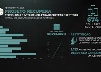 Coordenado pela Polícia Civil do Espírito Santo, o Projeto Recupera recuperou 674 celulares em 2025 e ultrapassa 1,1 mil aparelhos devolvidos desde a criação.