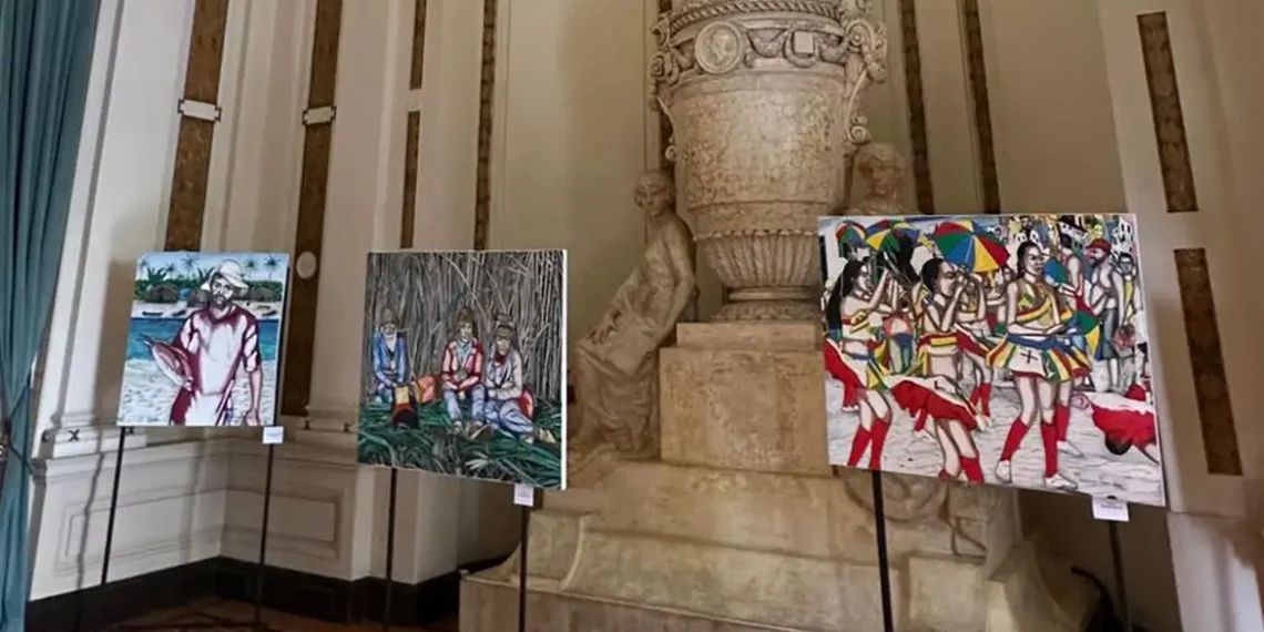 Inspiradas na literatura de Jorge Amado e na obra de Carybé, 26 pinturas retratam o povo, a música e os festejos do Brasil no centro do Rio.