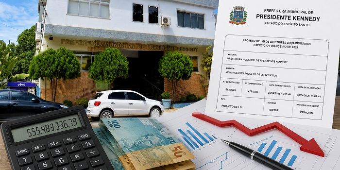 Presidente Kennedy projeta R$ 555 milhões em receitas, mas LDO escancara pressão fiscal, dívidas e risco de demissões