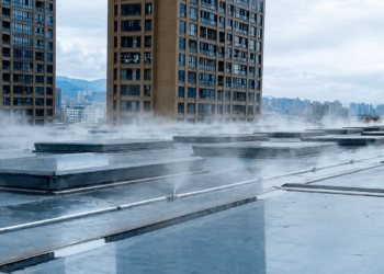 Prédios na China usam sistema de nebulização nos telhados para aliviar ondas de calor. Entenda como funciona a “chuva artificial” urbana.