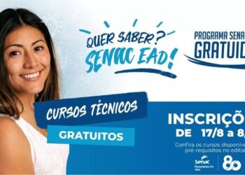 Senac-ES oferece 260 vagas gratuitas em cursos técnicos EAD pelo PSG. Inscrições vão até 8 de setembro; aulas começam em outubro.