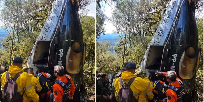 Corpos das cinco vítimas da queda de helicóptero em Santa Catarina são liberados pelo IML. Entre os mortos está o cantor Rick Sollo.