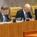 Moraes e Mendonça trocam acusações durante julgamento no STF sobre possível investigação envolvendo mensagens atribuídas a Daniel Vorcaro.