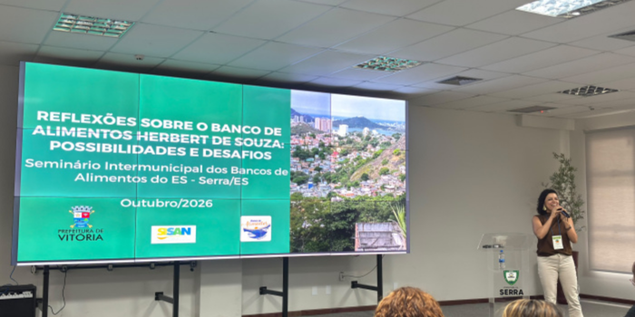 Prefeitura de Vitória apresenta trabalho do Banco de Alimentos Herbert de Souza em seminário intermunicipal que busca fortalecer políticas de segurança alimentar no Espírito Santo.