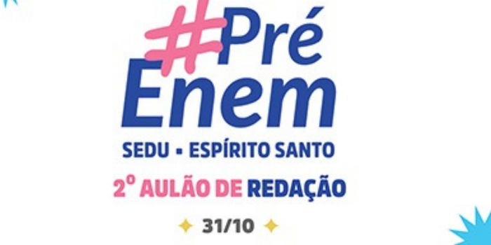 Sedu promove último aulão presencial de Redação Pré-Enem 2026 neste sábado (31), em nove municípios do Espírito Santo. Confira locais, horários e como se inscrever.